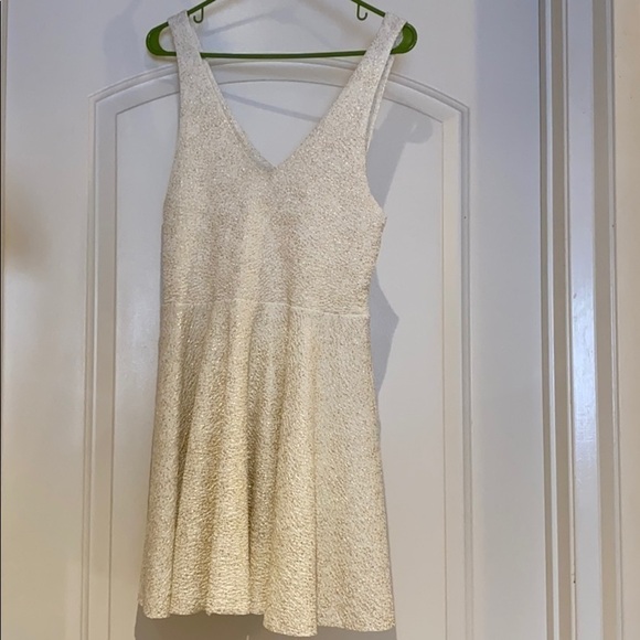 Silence and Noise Gold and White Tea Dress with Back Cut-Out - Size Large - Picture 5 of 8